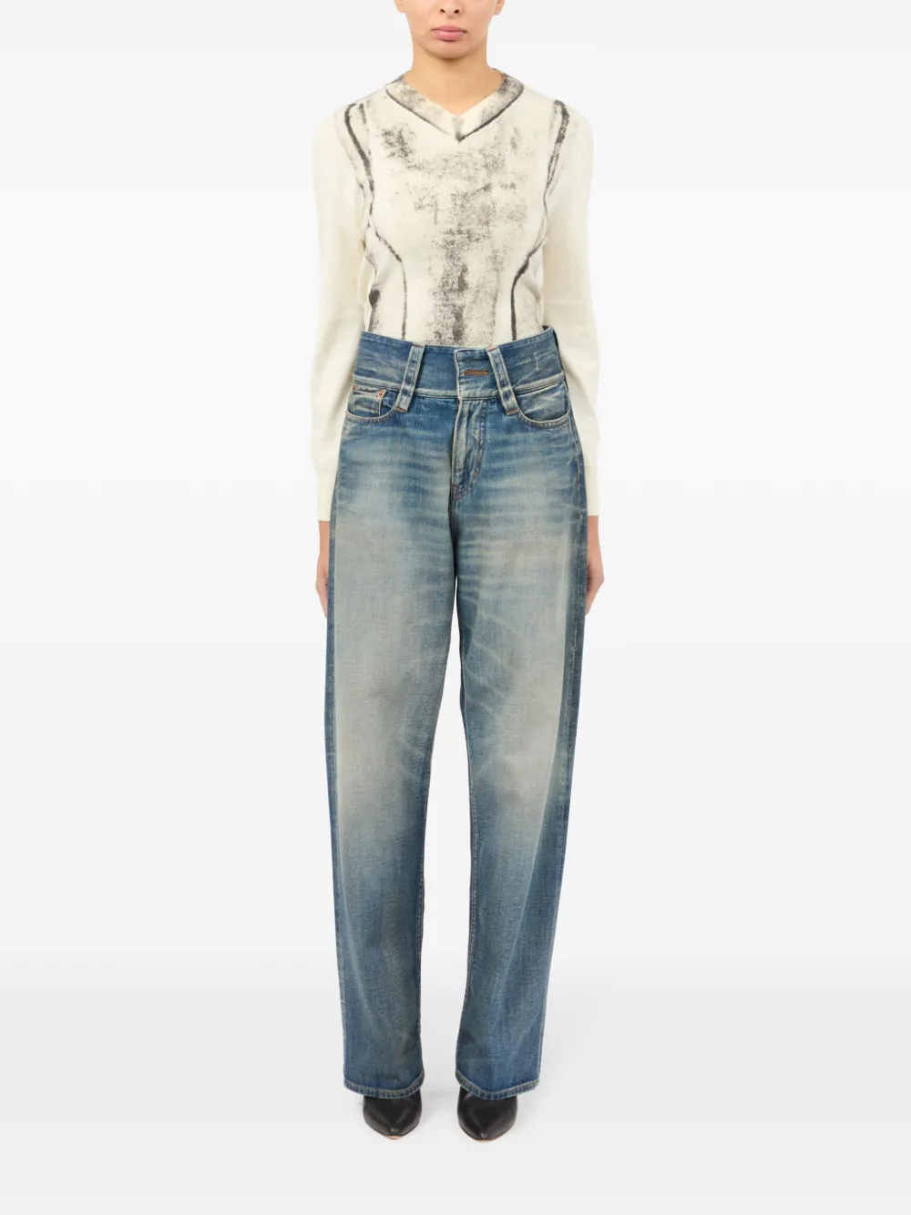 MM6 Maison Margiela Jeans met vervaagd effect Blauw