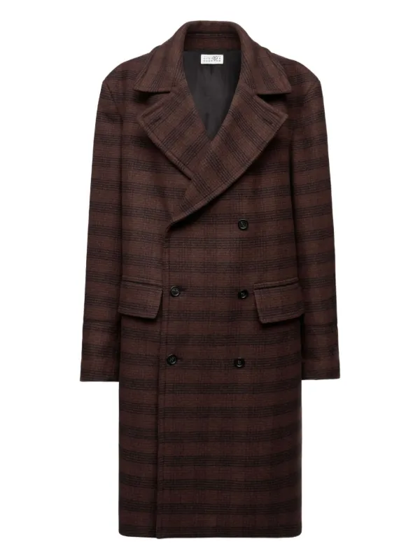 MM6 Maison Margiela チェック ダブルコート | ブラウン | FARFETCH JP