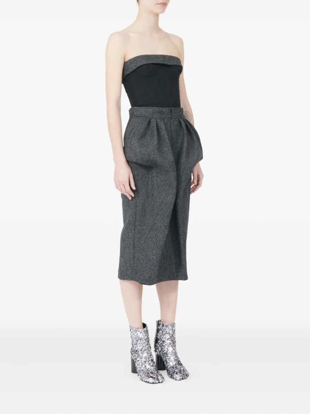 Maison Margiela strapless bubble-waist midi dress Grijs