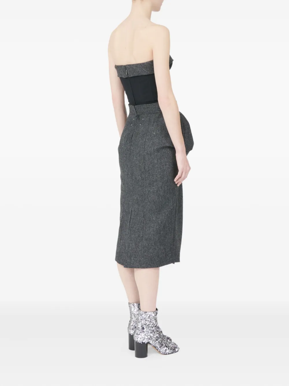 Maison Margiela strapless bubble-waist midi dress Grijs