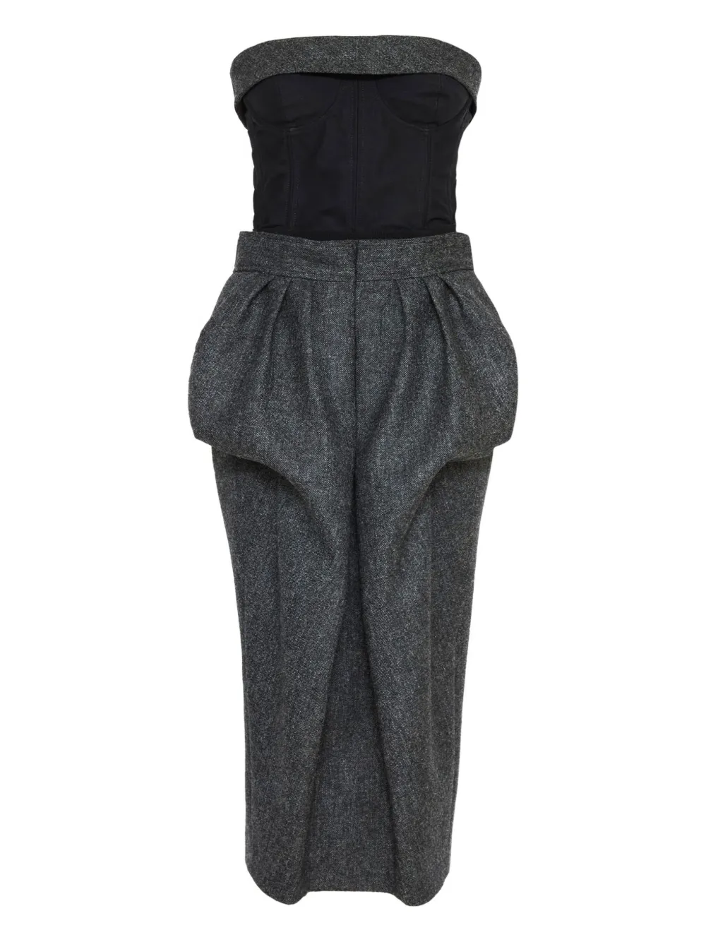 Maison Margiela strapless bubble-waist midi dress Grijs