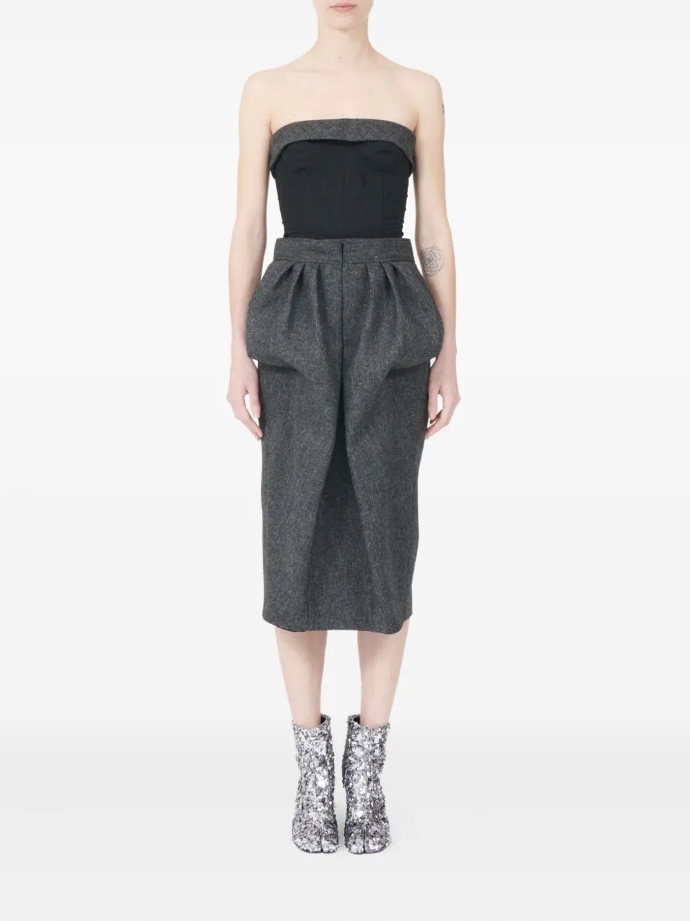 Maison Margiela strapless bubble-waist midi dress Grijs