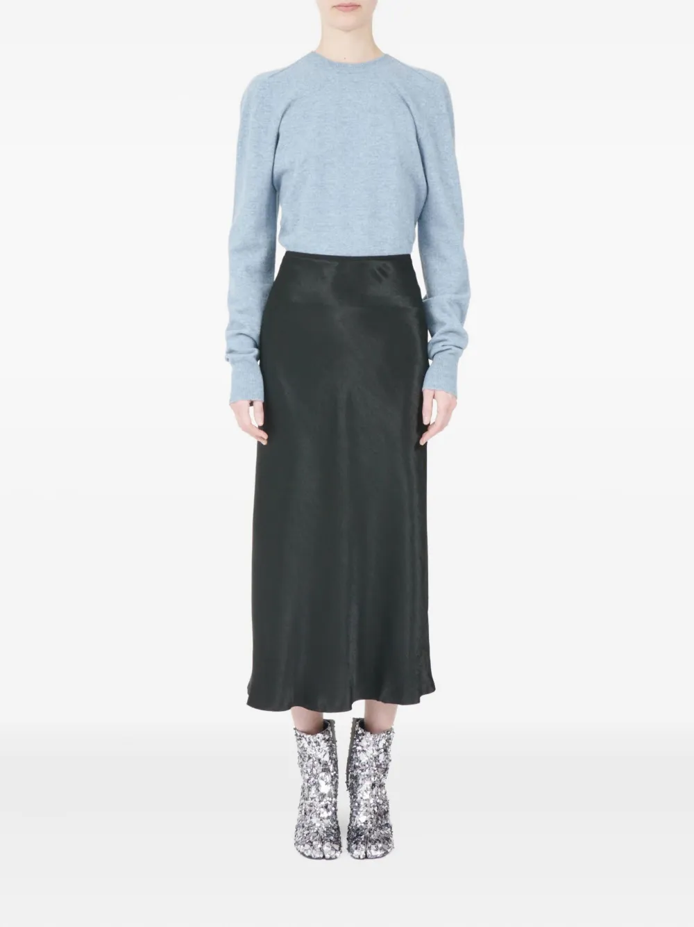 Maison Margiela bias-cut midi skirt Zwart