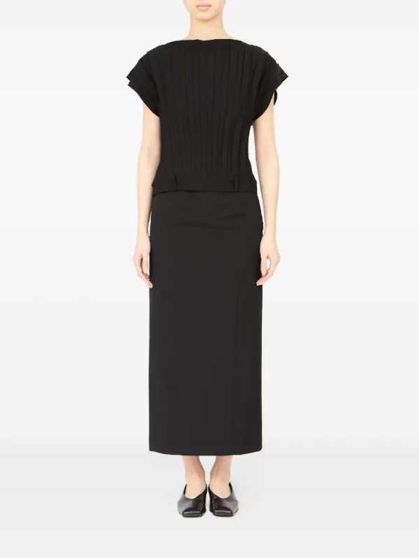 MM6 Maison Margiela Pleated short-sleeved Top | Black | FARFETCH