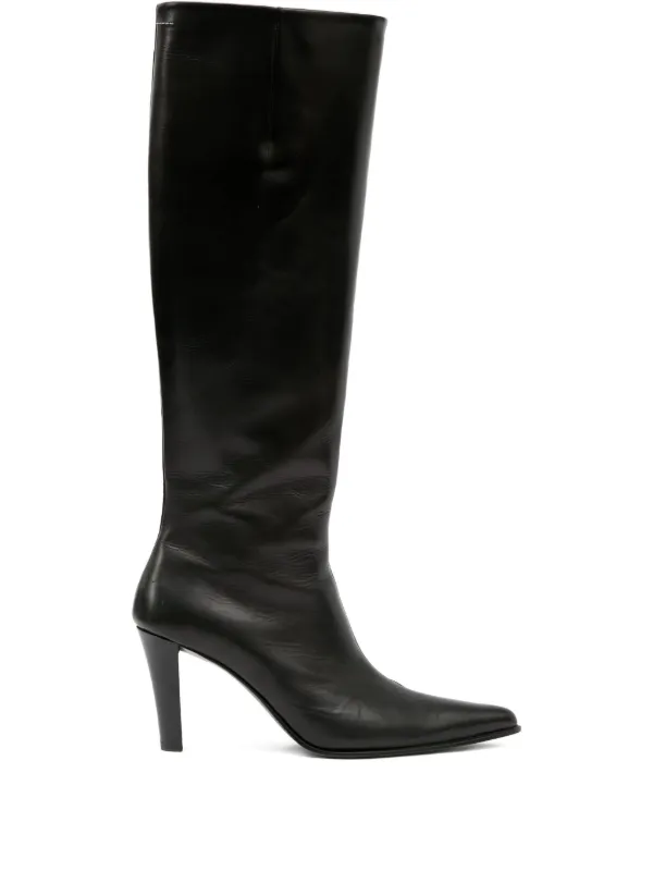 MM6 Maison Margiela レザーロングブーツ | ブラック | FARFETCH JP