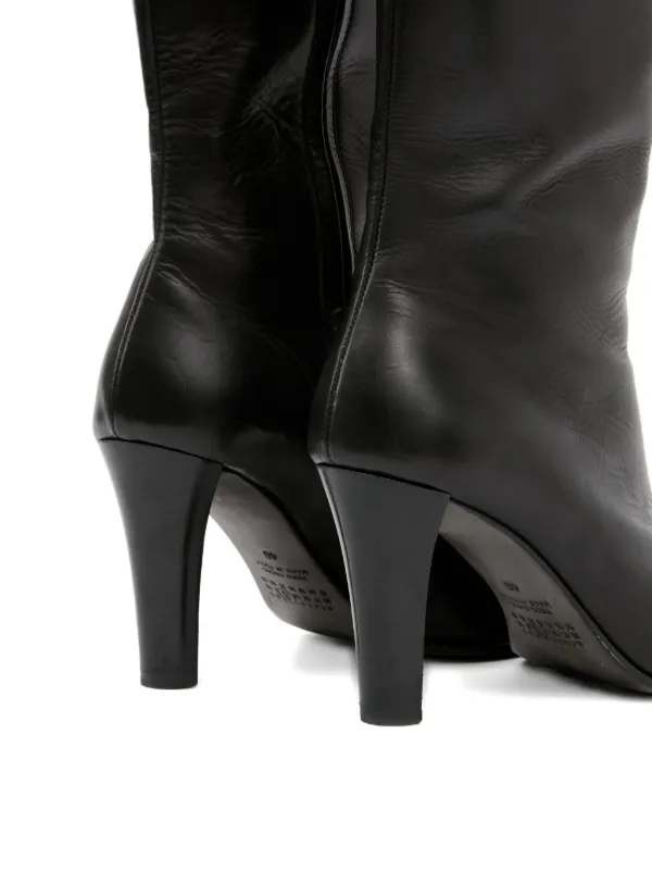 MM6 Maison Margiela レザーロングブーツ | ブラック | FARFETCH JP