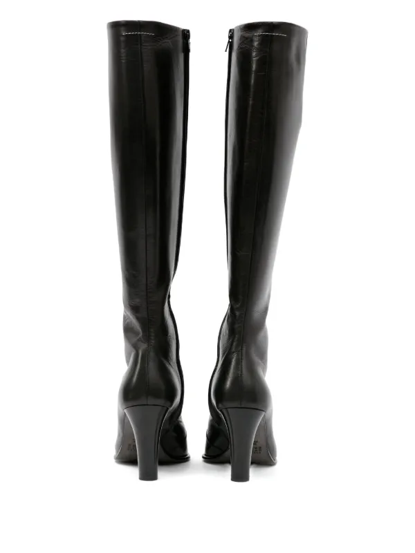 MM6 Maison Margiela レザーロングブーツ | ブラック | FARFETCH JP