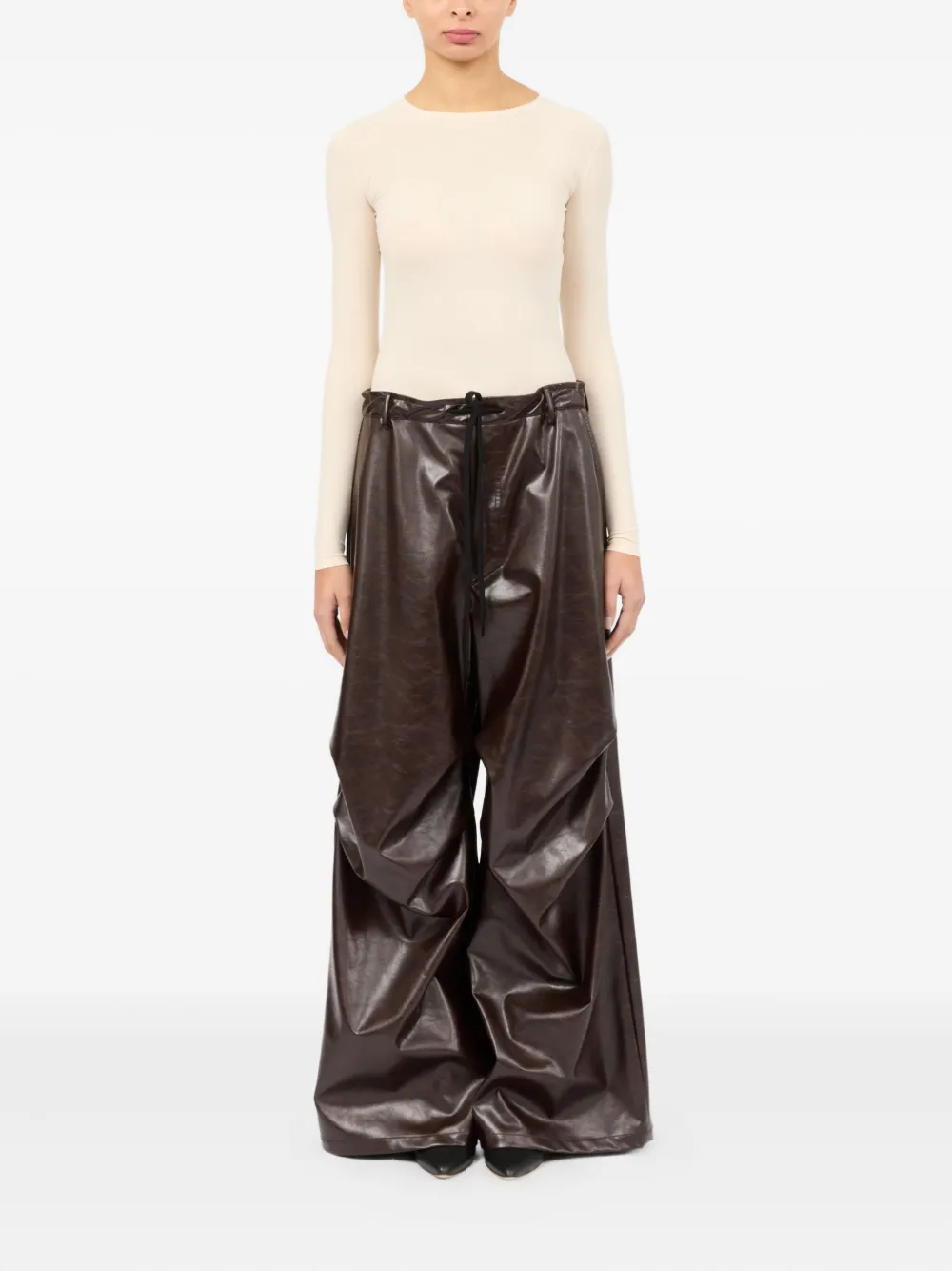 MM6 Maison Margiela draped trousers - Bruin