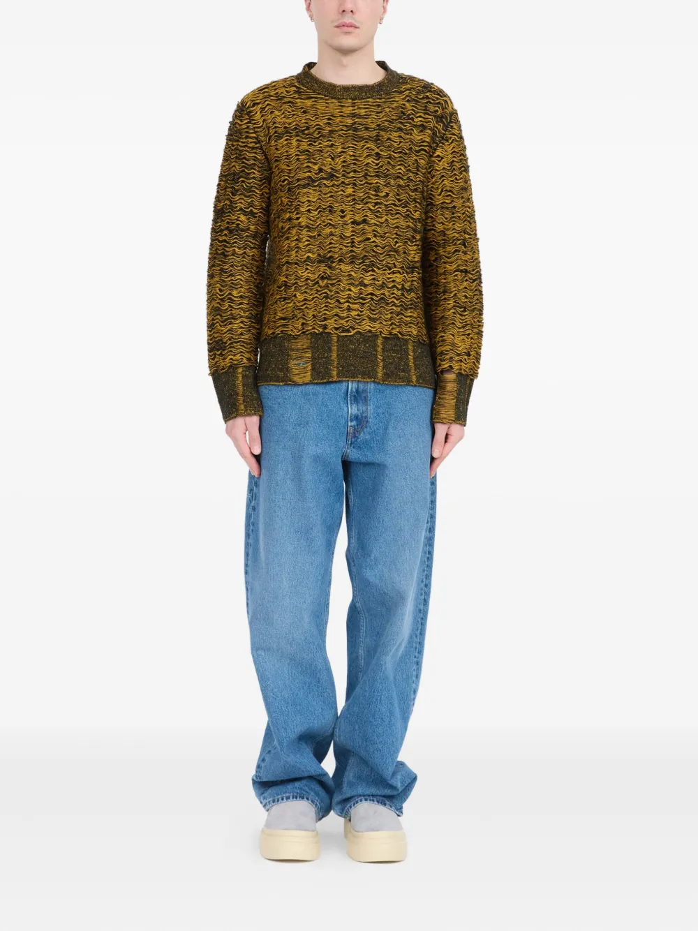 MM6 Maison Margiela textured crew-neck sweater - Bruin