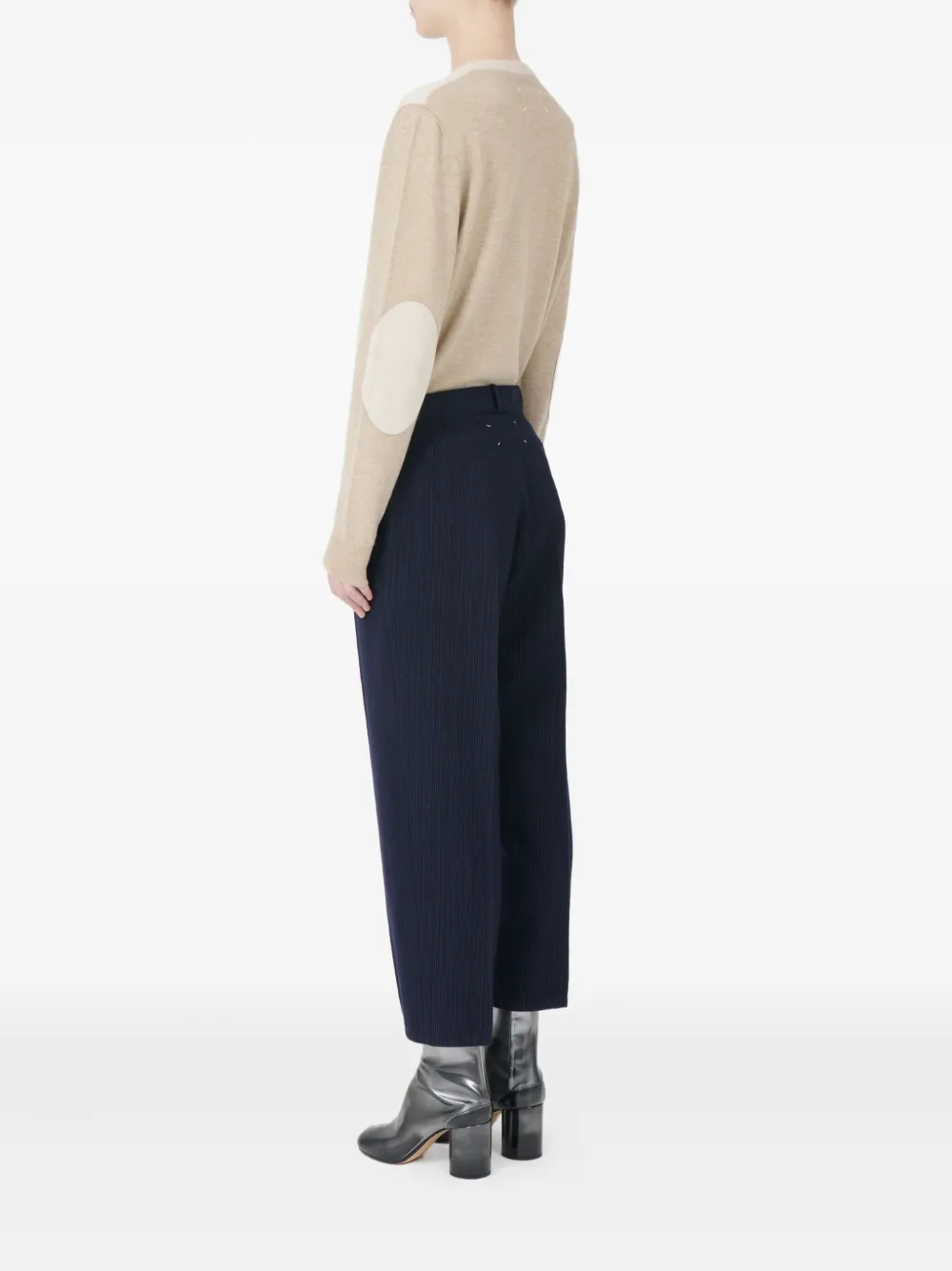 Maison Margiela Pleated Pinstripe Pants In Black