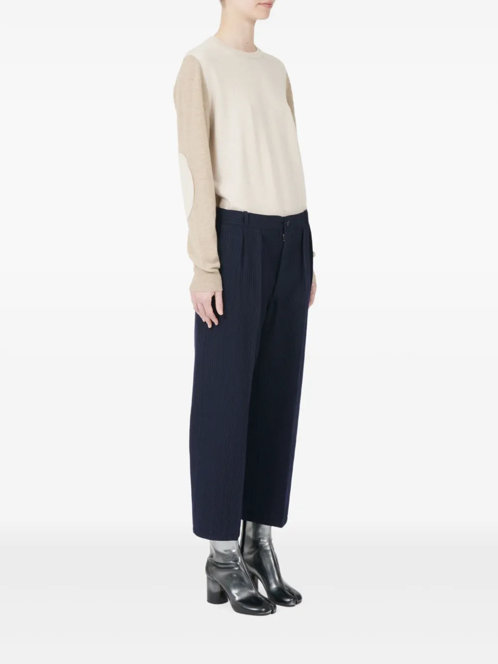 Maison Margiela Pleated Pinstripe Pants In Black