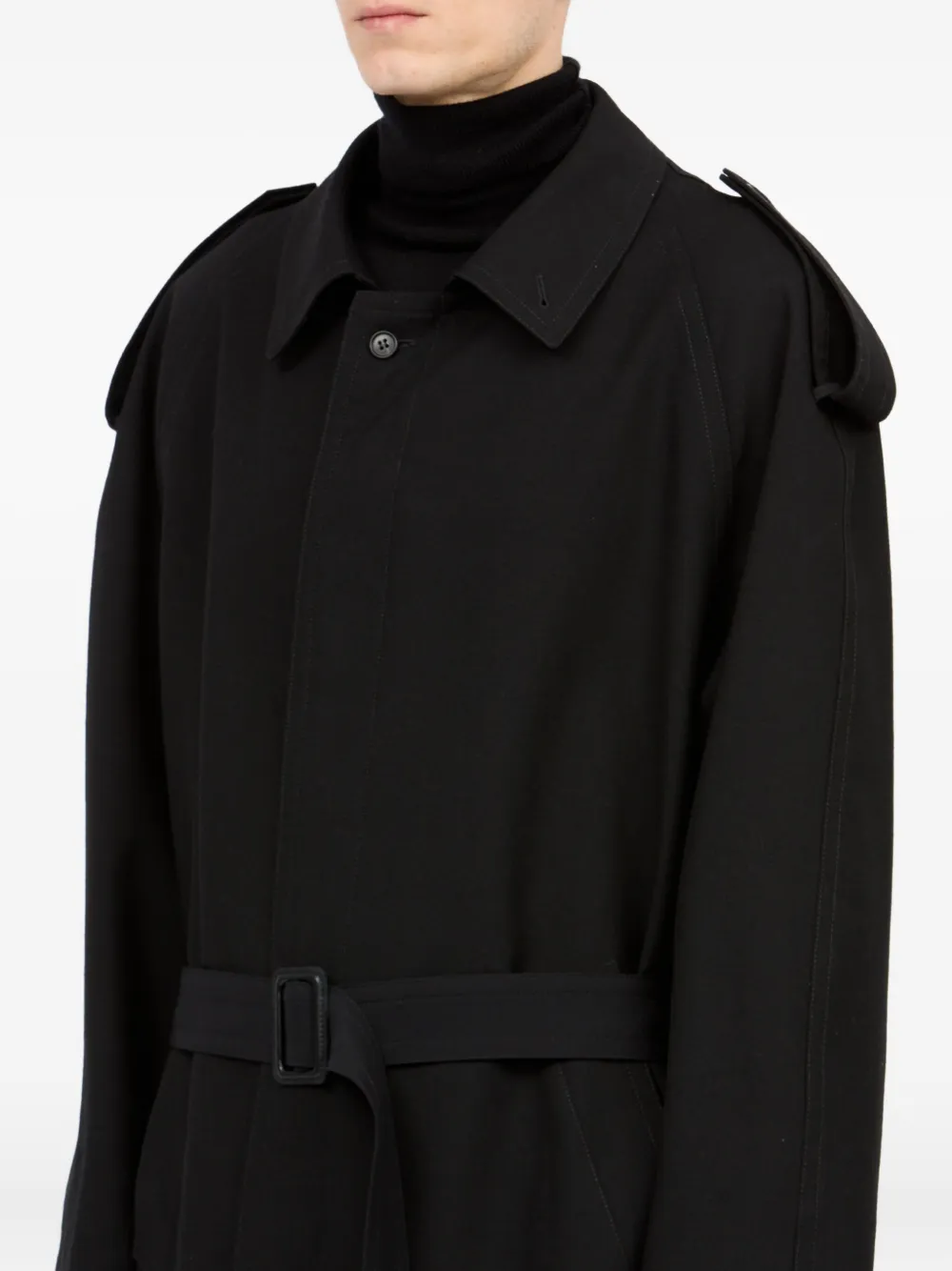 MM6 Maison Margiela Wollen trenchcoat Zwart
