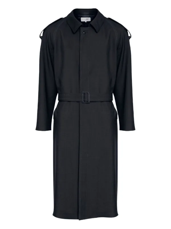 【関税込み】mm6 maison margiela Wool trench coat MM6 Maison Margiela Wool Trench Coat | Black | FARFETCH