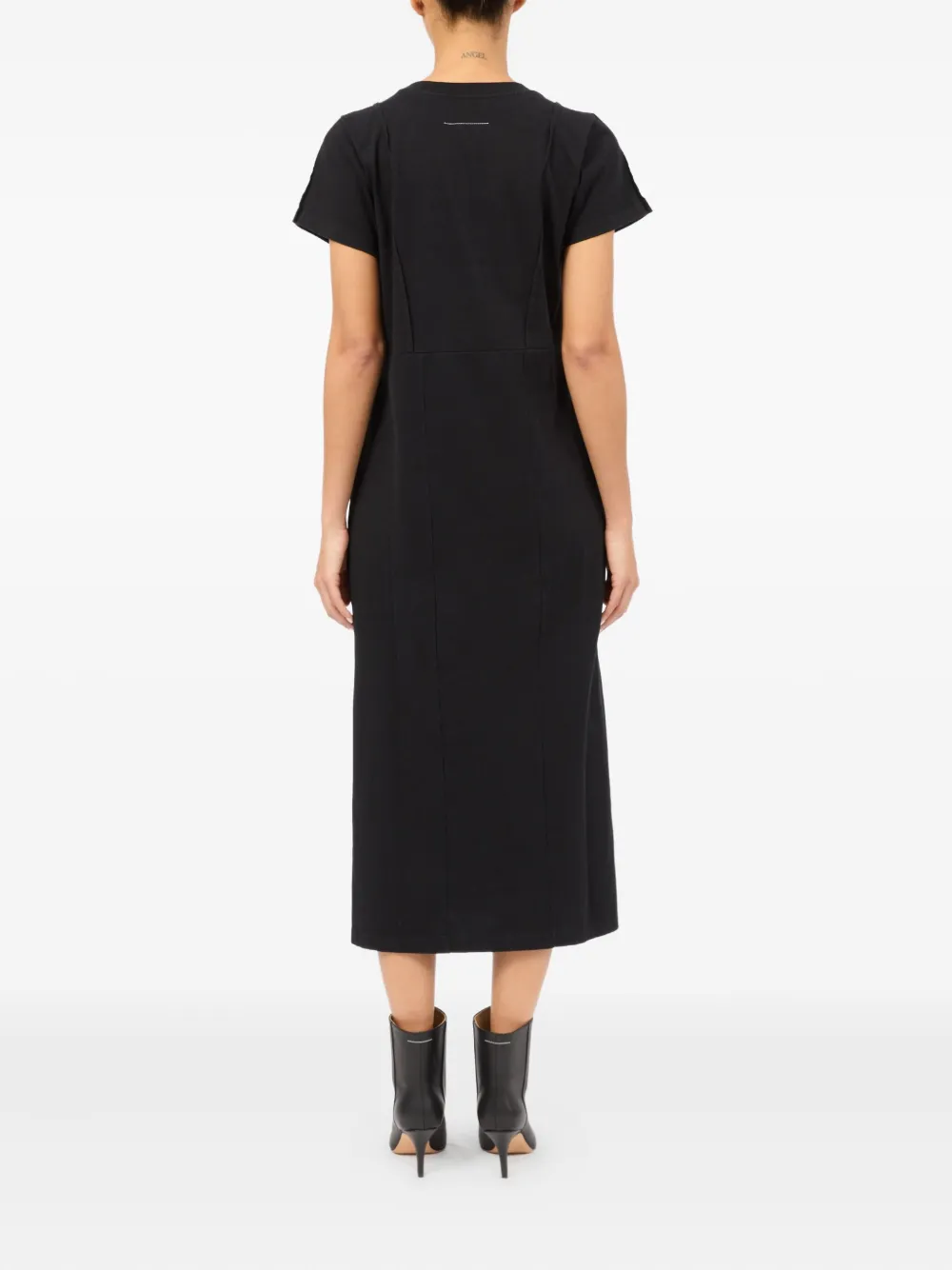 Mm6 Maison Margiela Short-sleeve Midi Dress In Black