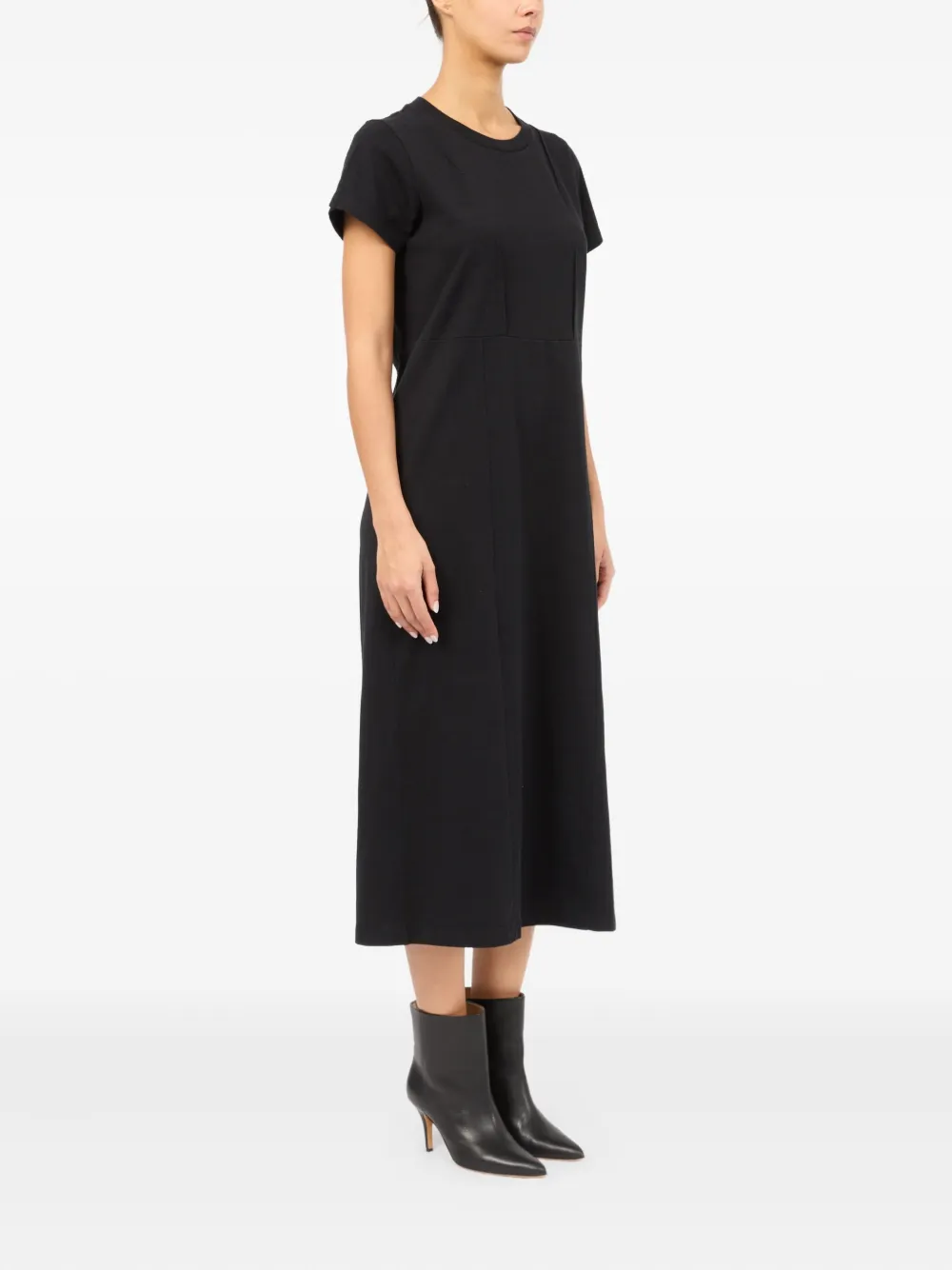 Mm6 Maison Margiela Short-sleeve Midi Dress In Black