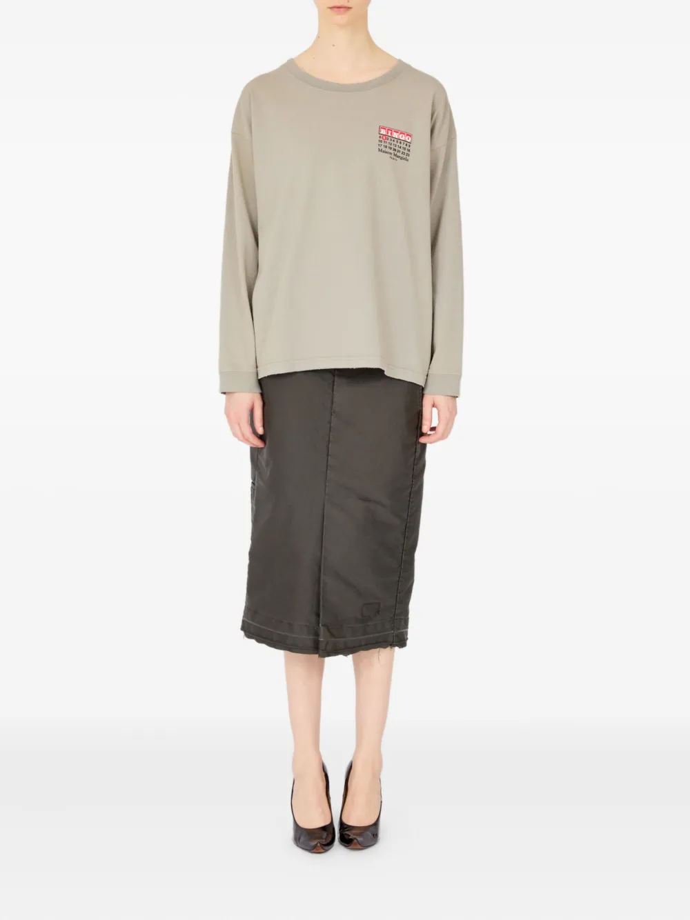 Maison Margiela Numbers-print long-sleeve T-shirt Grijs