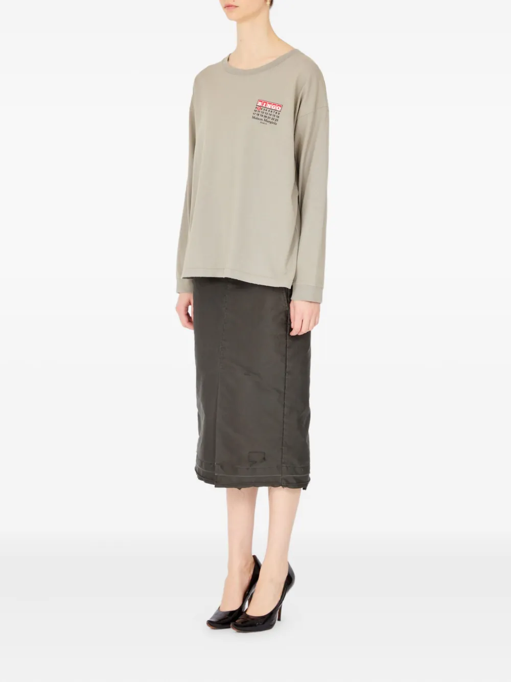 Maison Margiela Numbers-print long-sleeve T-shirt Grijs