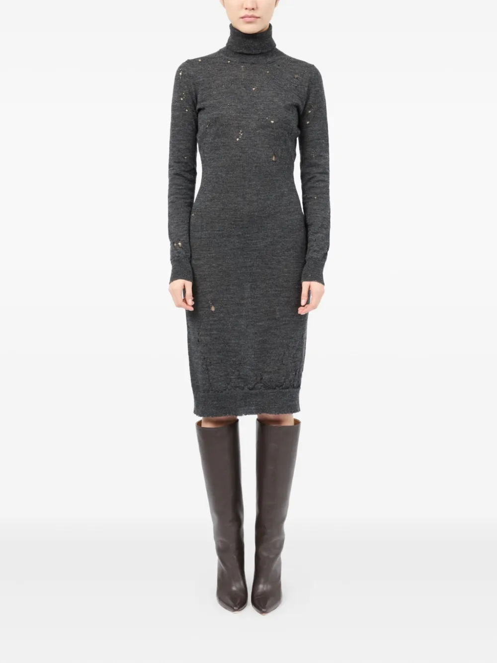 MM6 Maison Margiela turtleneck ribbed dress - Grijs