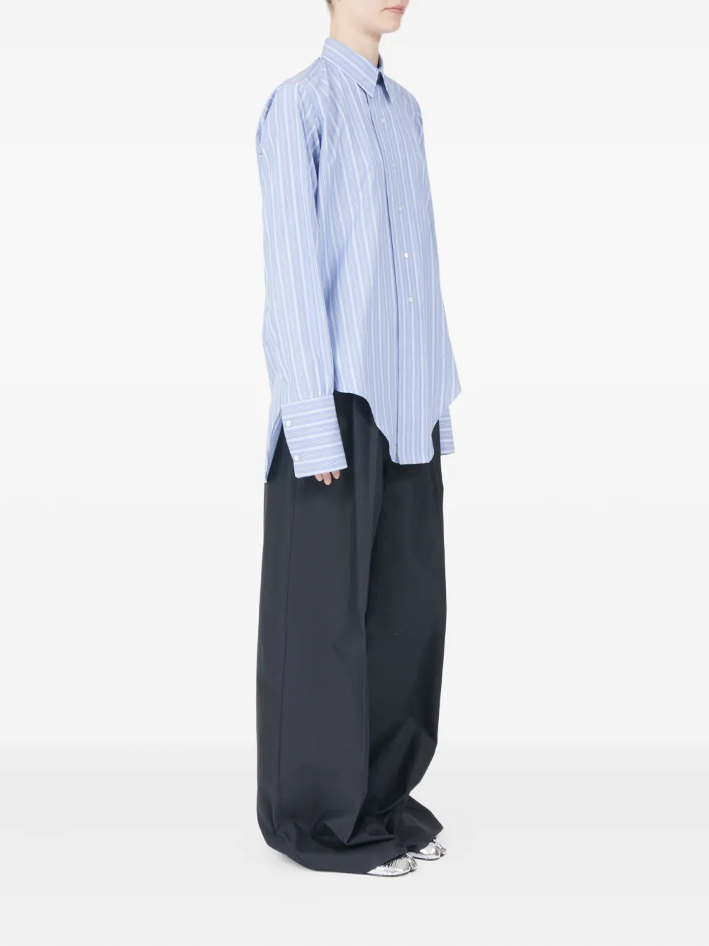 Maison Margiela striped long-sleeved shirt Blauw