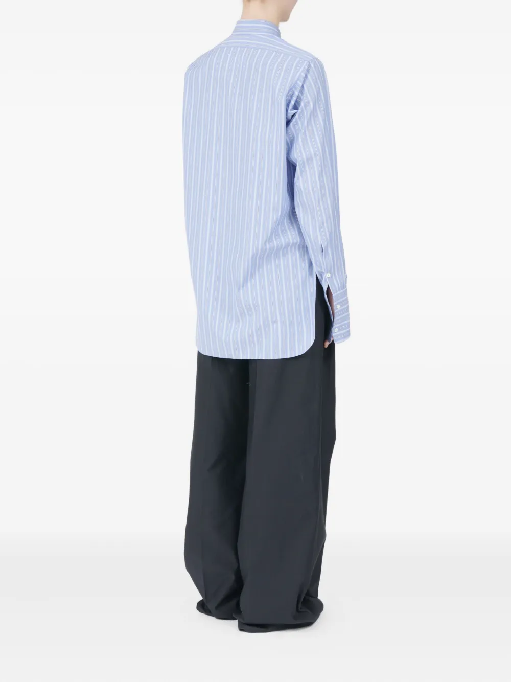 Maison Margiela striped long-sleeved shirt Blauw