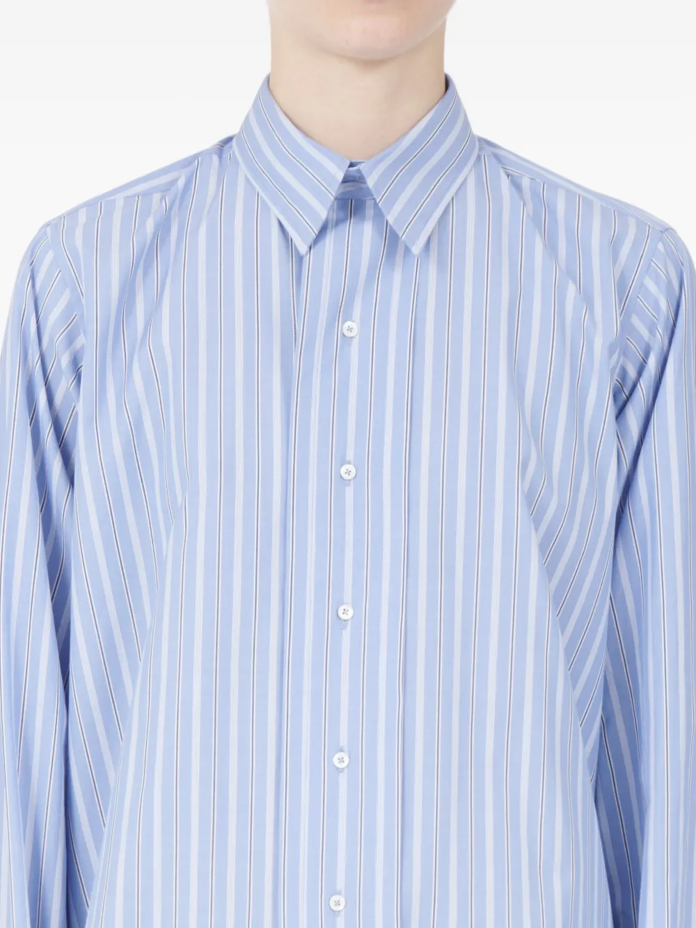 Maison Margiela striped long-sleeved shirt Blauw