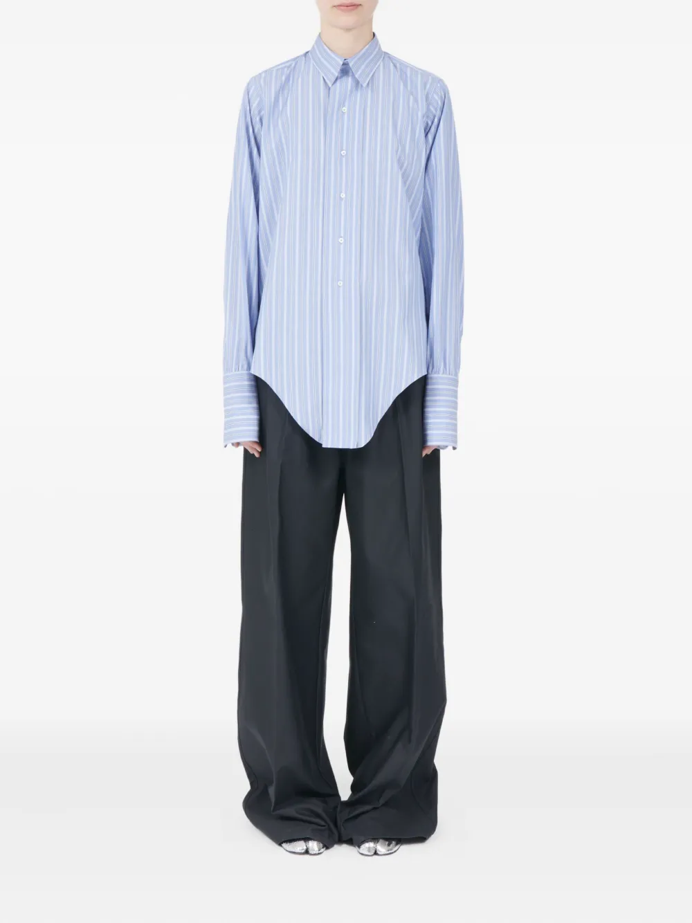 Maison Margiela striped long-sleeved shirt Blauw