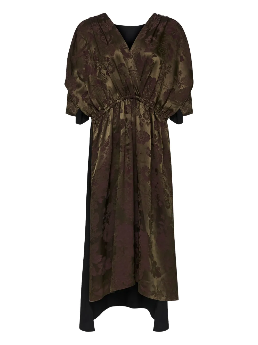 MM6 Maison Margiela フローラル ギャザードレス - ブラウン MM6 Maison Margiela フローラル ギャザードレス - ブラウン