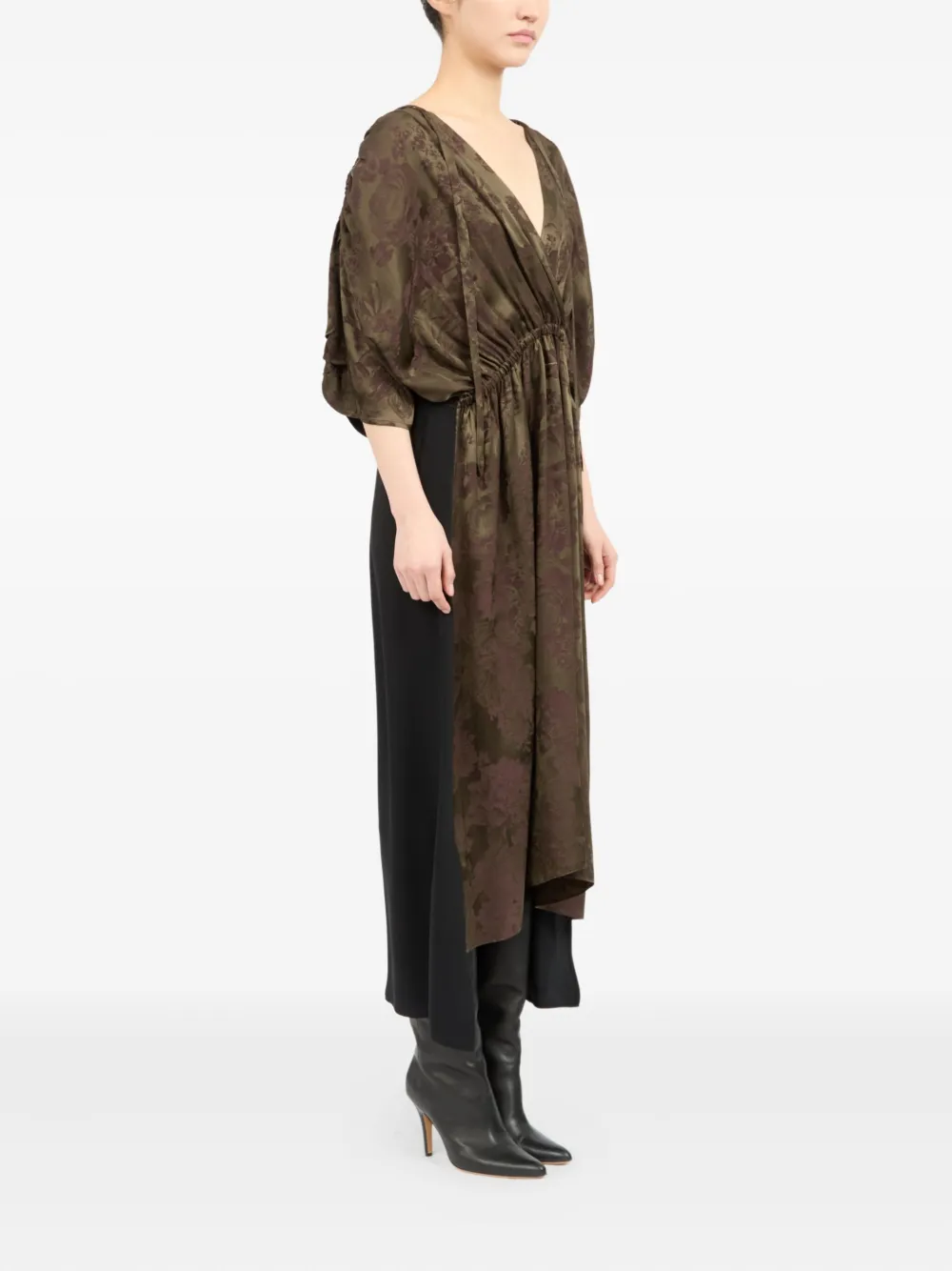 MM6 Maison Margiela Midi-jurk met bloemenprint Bruin