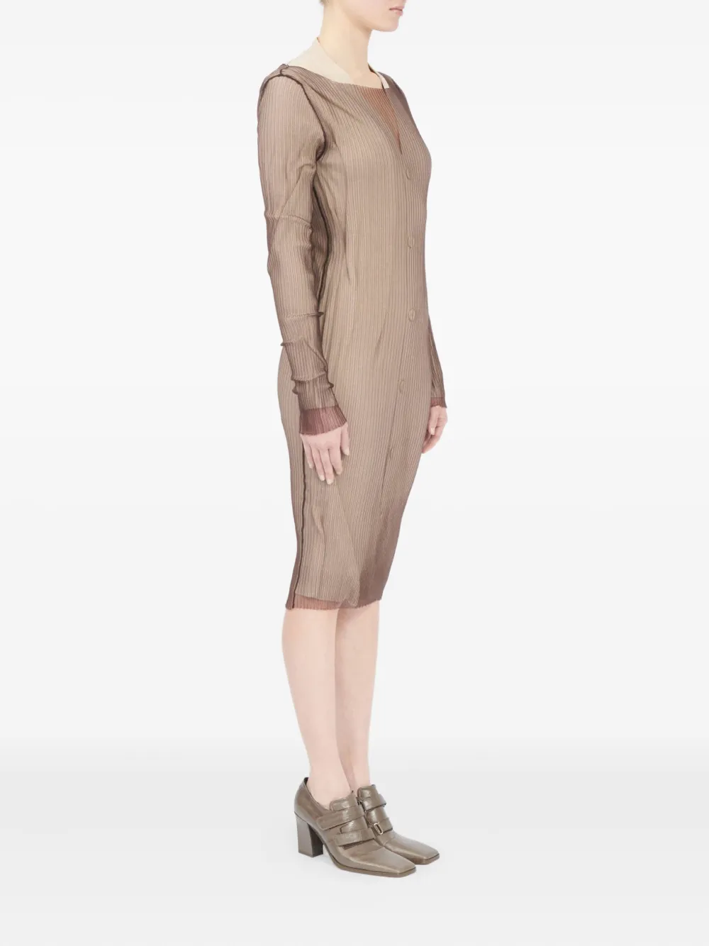 MM6 Maison Margiela Geribbelde vestjurk met knopen Beige