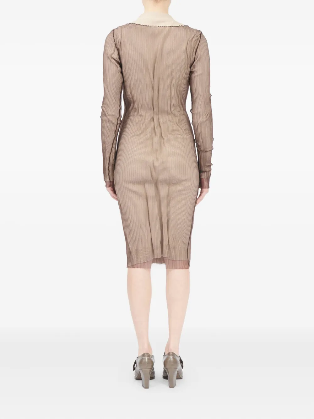 MM6 Maison Margiela Geribbelde vestjurk met knopen Beige