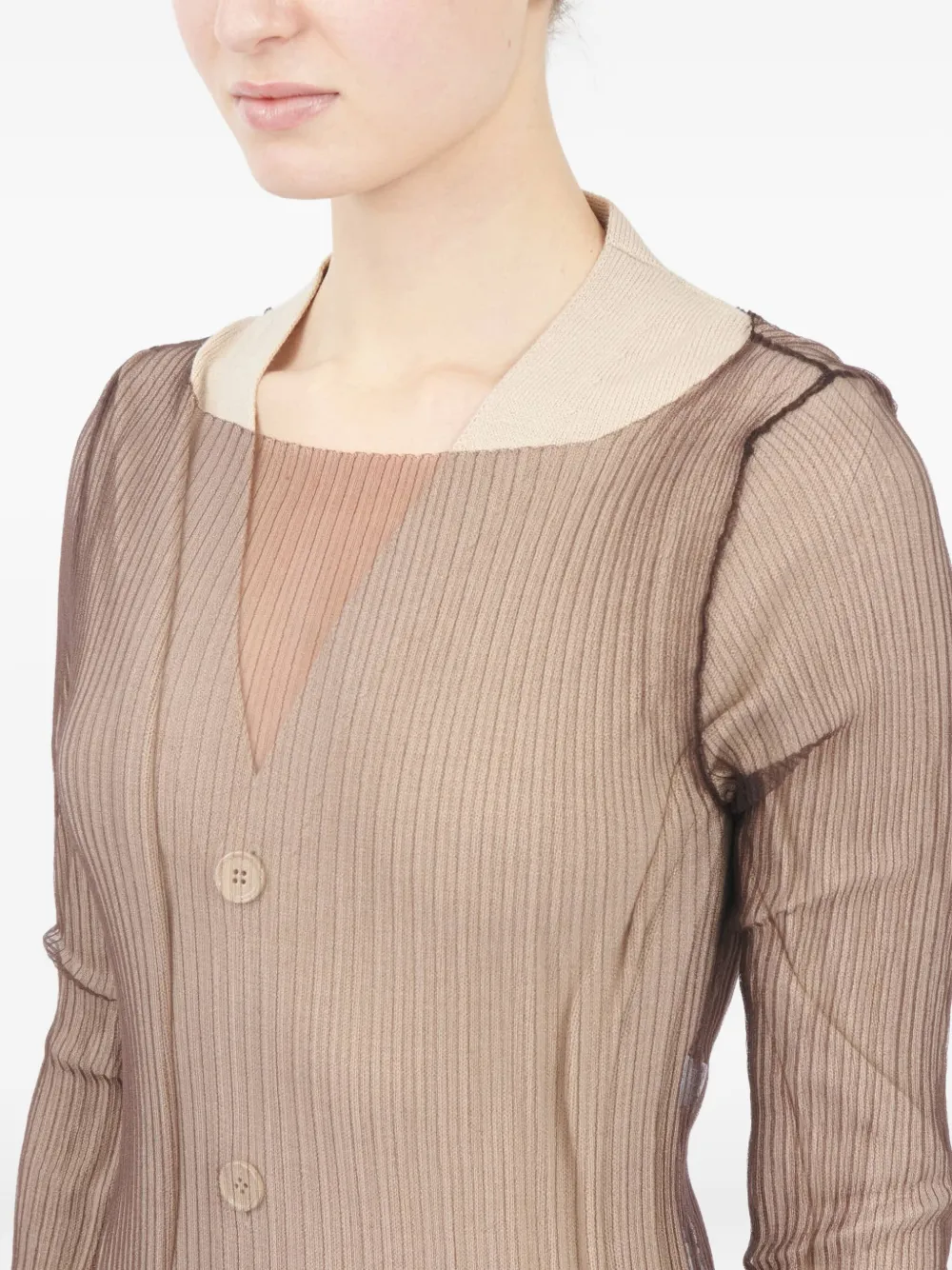 MM6 Maison Margiela Geribbelde vestjurk met knopen Beige