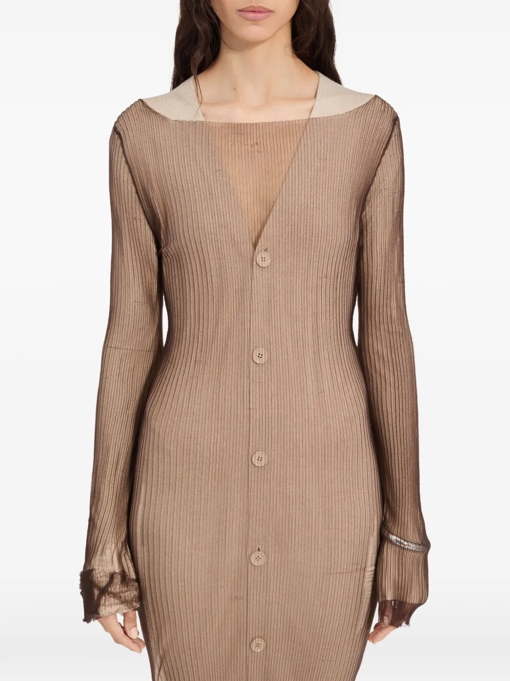 MM6 Maison Margiela Abito stile cardigan a coste - Toni neutri