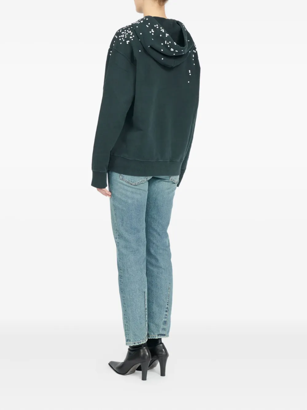 Mm6 Maison Margiela Speckled-print Hoodie In Green