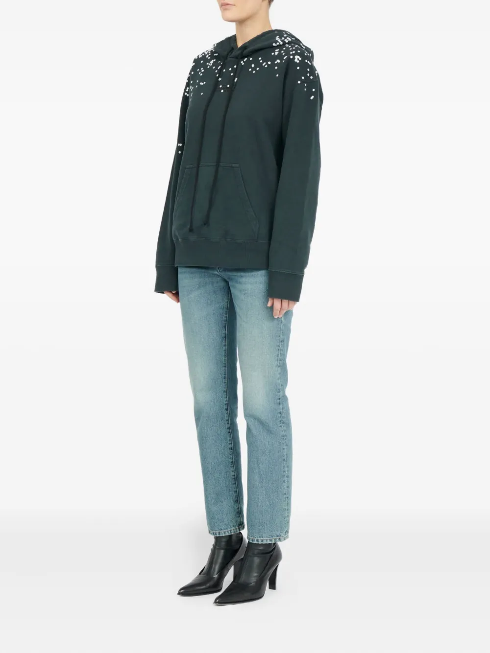 Mm6 Maison Margiela Speckled-print Hoodie In Green