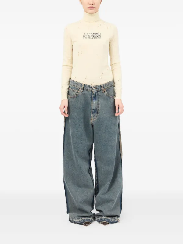 MM6 Maison Margiela レイヤードワイドジーンズ デニム MM6 Maison Margiela ワイドジーンズ | ブルー | FARFETCH JP