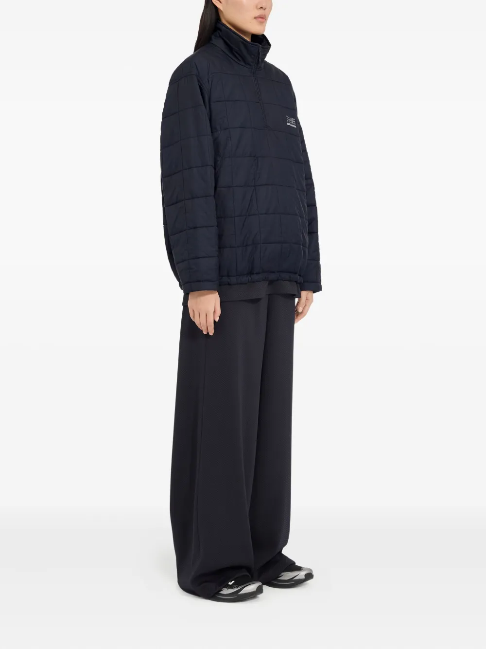 Mm6 Maison Margiela Quilted Jacket With High Collar And Cuffs In Blue