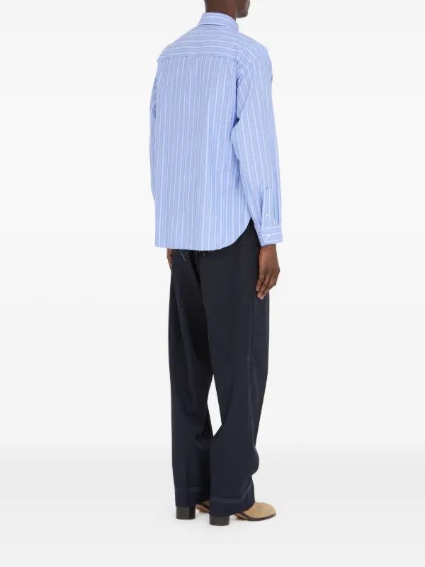 Maison Margiela Striped long-sleeved Shirt | Blue | FARFETCH