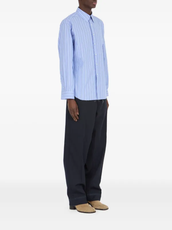 Maison Margiela Striped long-sleeved Shirt | Blue | FARFETCH
