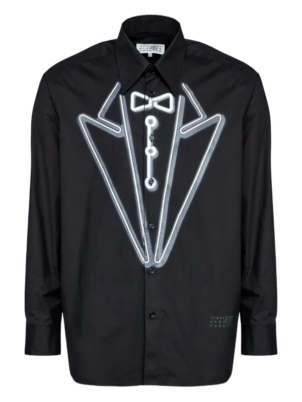 MM6 Maison Margiela tuxedo-print long-sleeves Shirt | Black | FARFETCH