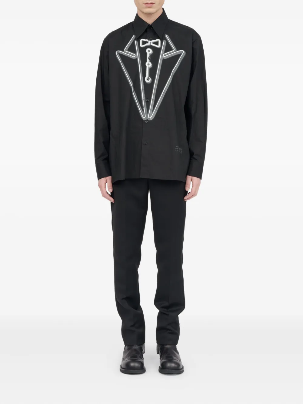 MM6 Maison Margiela Overhemd met smoking print en lange mouwen Zwart