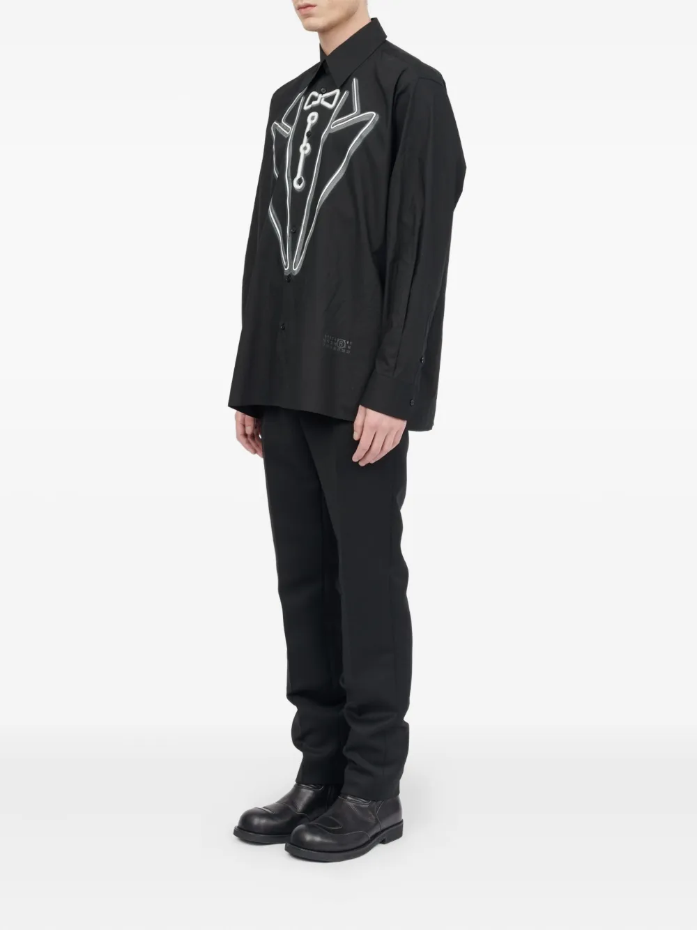 MM6 Maison Margiela Overhemd met smoking print en lange mouwen Zwart