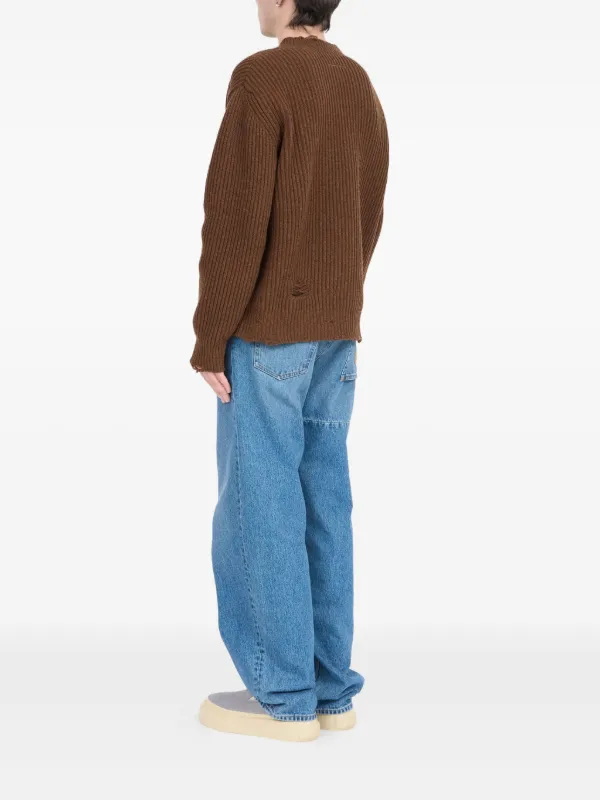 MM6 Maison Margiela Ribbed V-neck Sweater | Brown | FARFETCH