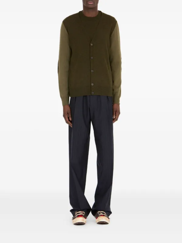 Maison Margiela エルボーパッチウールカーディガン（カーキ） Maison Margiela エルボーパッチ ウールカーディガン | グリーン