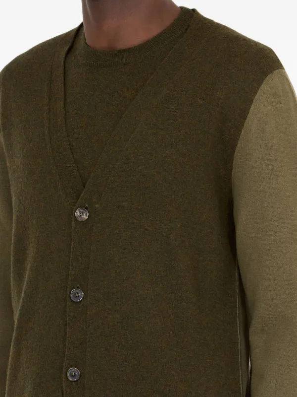 Maison Margiela elbow-patch Wool Cardigan | Green | FARFETCH