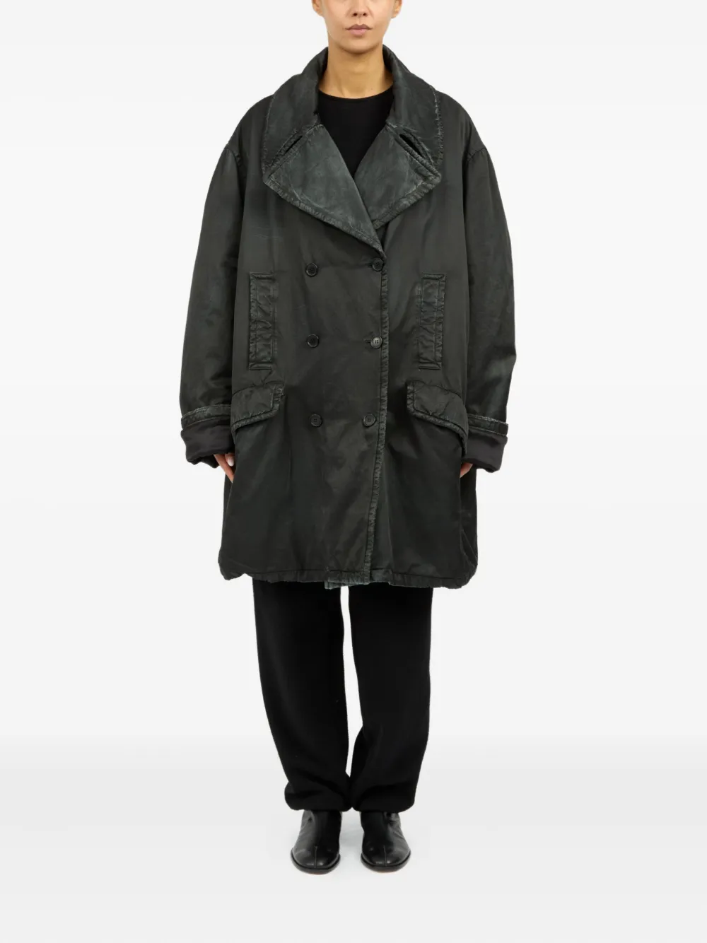 MM6 Maison Margiela double-breasted coat Zwart