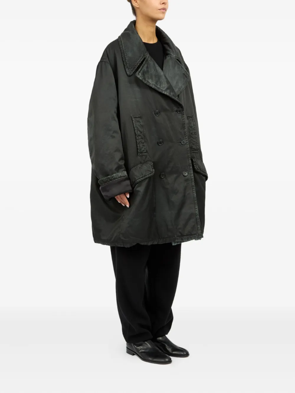 MM6 Maison Margiela double-breasted coat Zwart