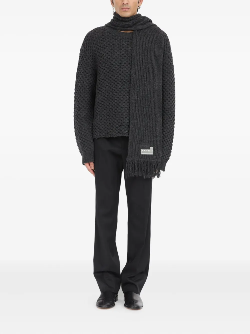 MM6 Maison Margiela pull à col v | gris | Image 1