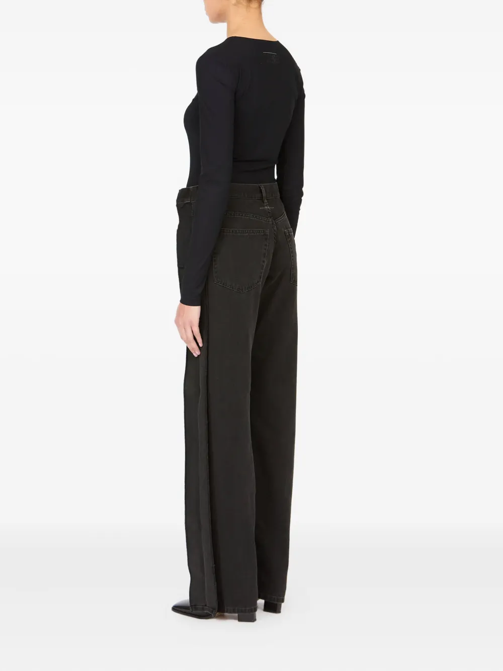 Mm6 Maison Margiela Split-leg Cotton Pants In Black