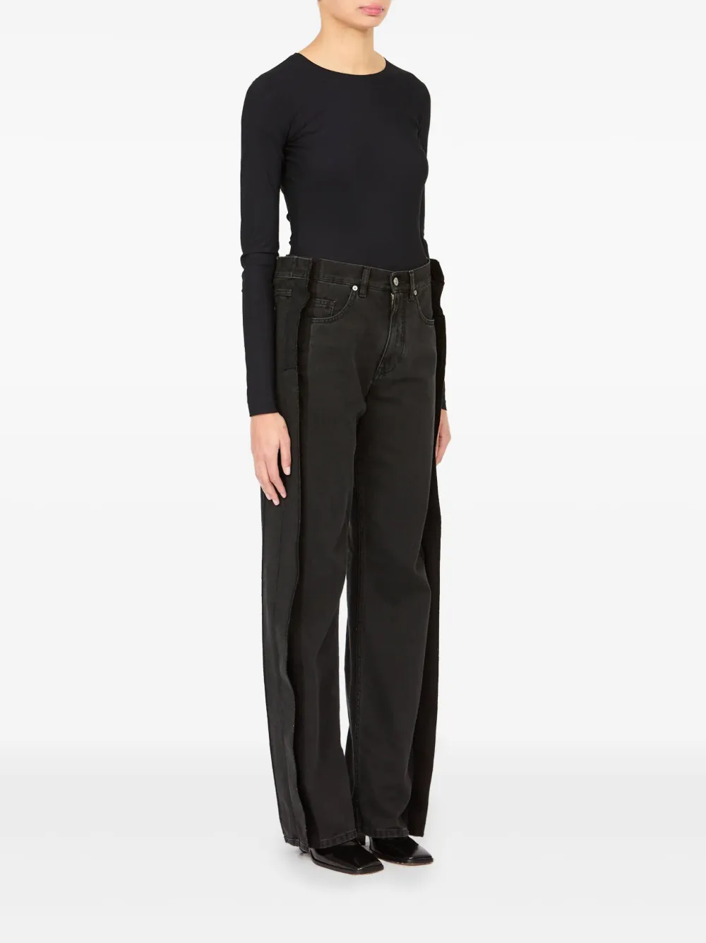 Mm6 Maison Margiela Split-leg Cotton Pants In Black