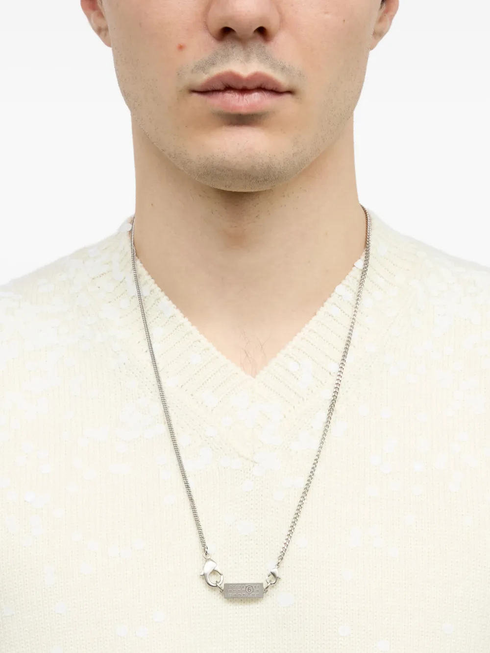 Mm6 Maison Margiela Numbers-motif Necklace In Metallic